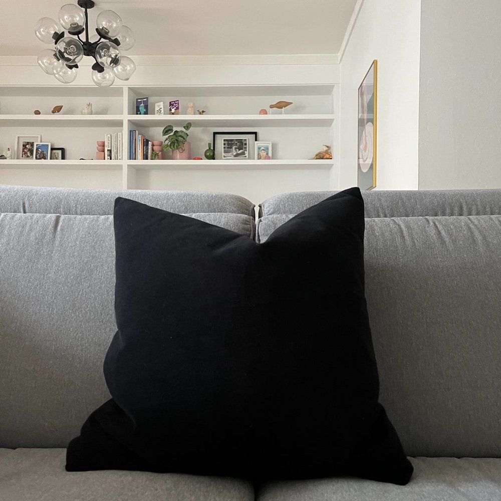 Set of 2 Microfiber Black 20" Square Pillow Covers